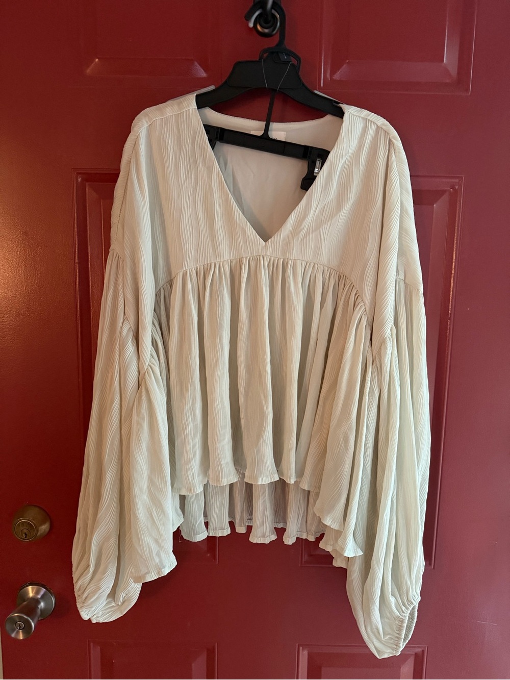 bohme V-Neck Pleated Balloon Sleeve Blouse